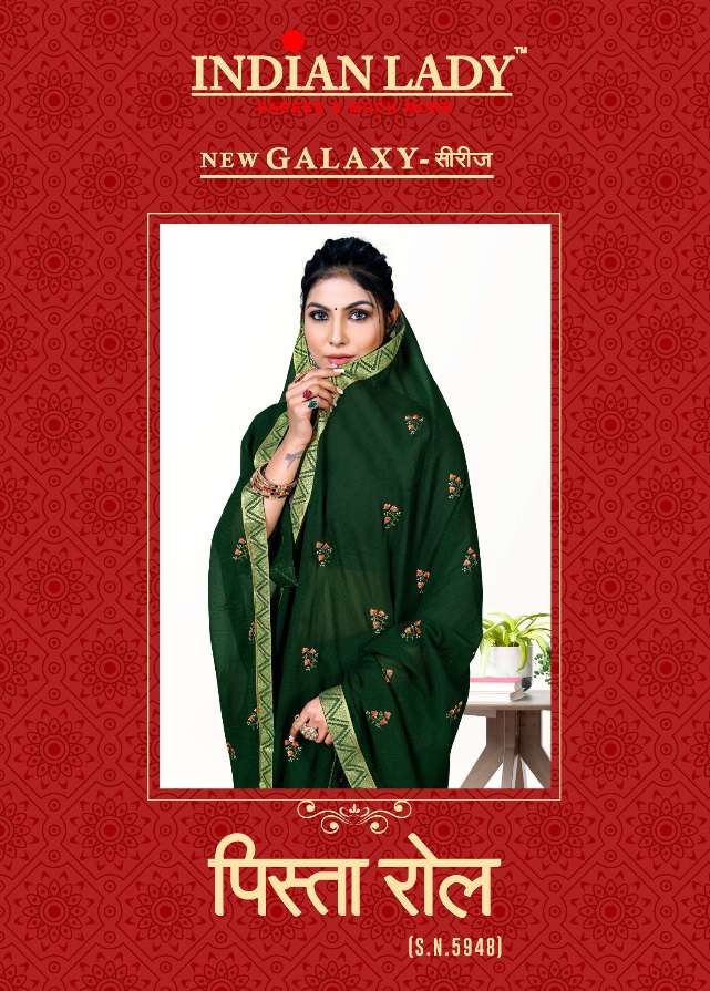 PISTA ROLL BY INDIAN LADY 5948-A TO 5948-H SERIES ZOMATO WORK SAREES