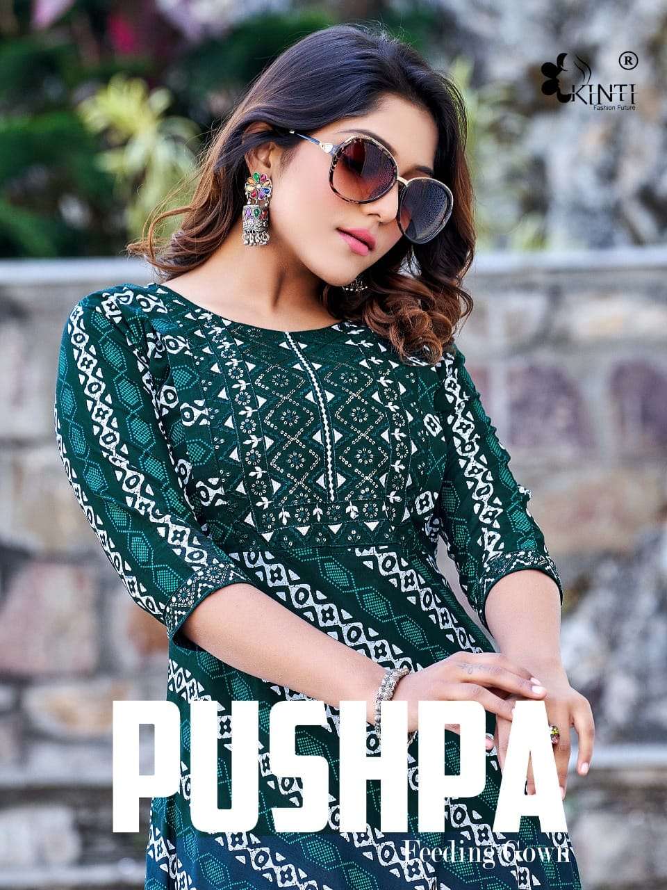 PUSHPA BY KINTI 01 TO 08 SERIES RAYON EMBROIDERY SEQUENCE KURTIS