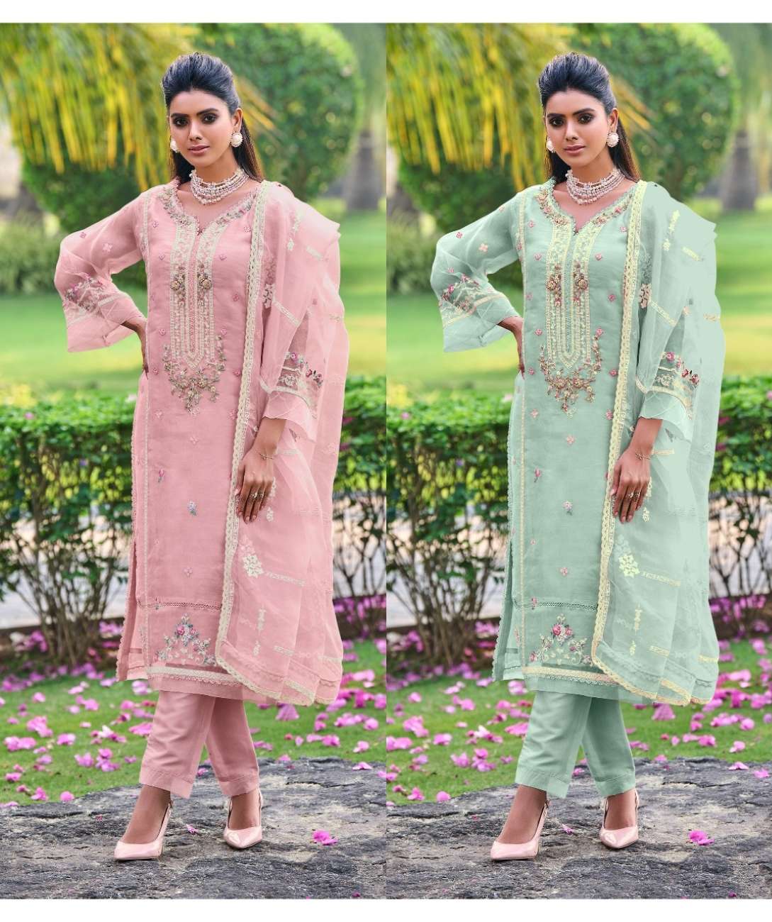 R-1043 HITS BY SHREE FABS ORGANZA EMBROIDERY STITCHED DRESSES