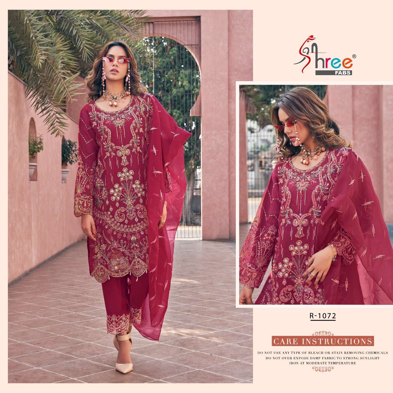 R-1072 HIT DESIGN BY SHREE FABS ORGANZA EMBROIDERY STITCHED DRESS