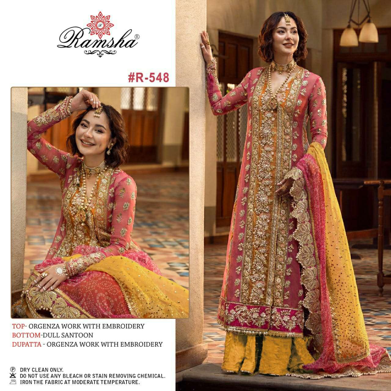 R-548 HIT DESIGN BY RAMSHA ORGANZA EMBROIDERY PAKISTANI DRESS