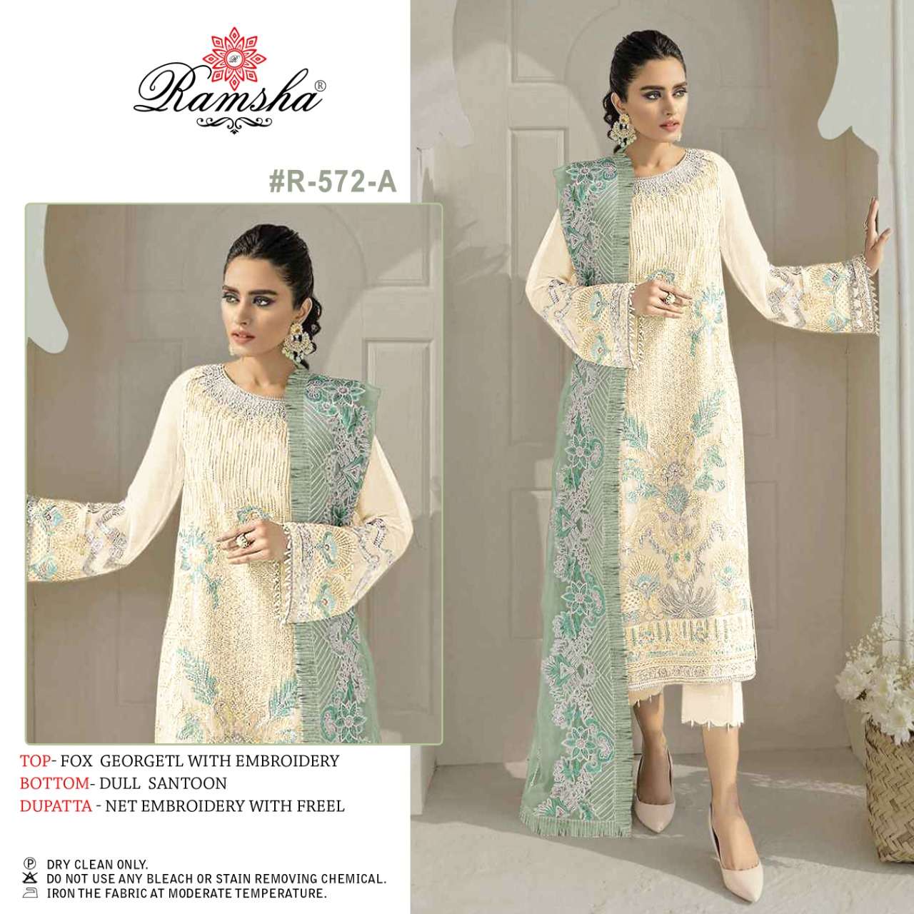 R-572 NX BY RAMSHA 572-A TO 572-D SERIES GEORGETTE EMBROIDERY DRESSES