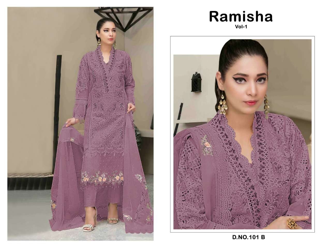 RAMISHA VOL-1 BY ASLIWHOLESALE ORGANZA WORK PAKISTANI DRESS