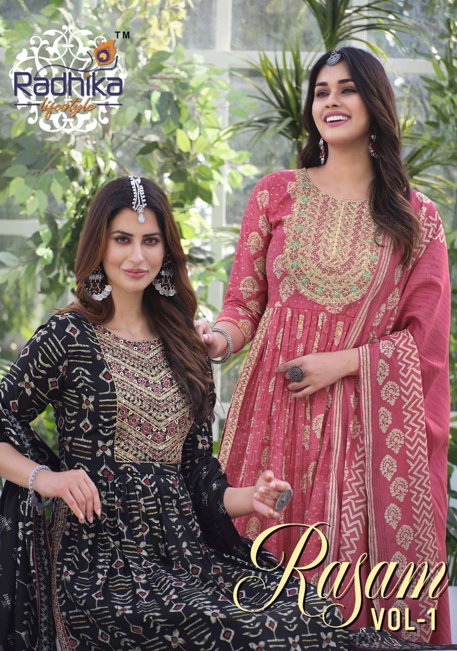 RASAM VOL-1 BY RADHIKA LIFESTYLE 1001 TO 1008 SERIES CHANDERI STITCHED DRESSES