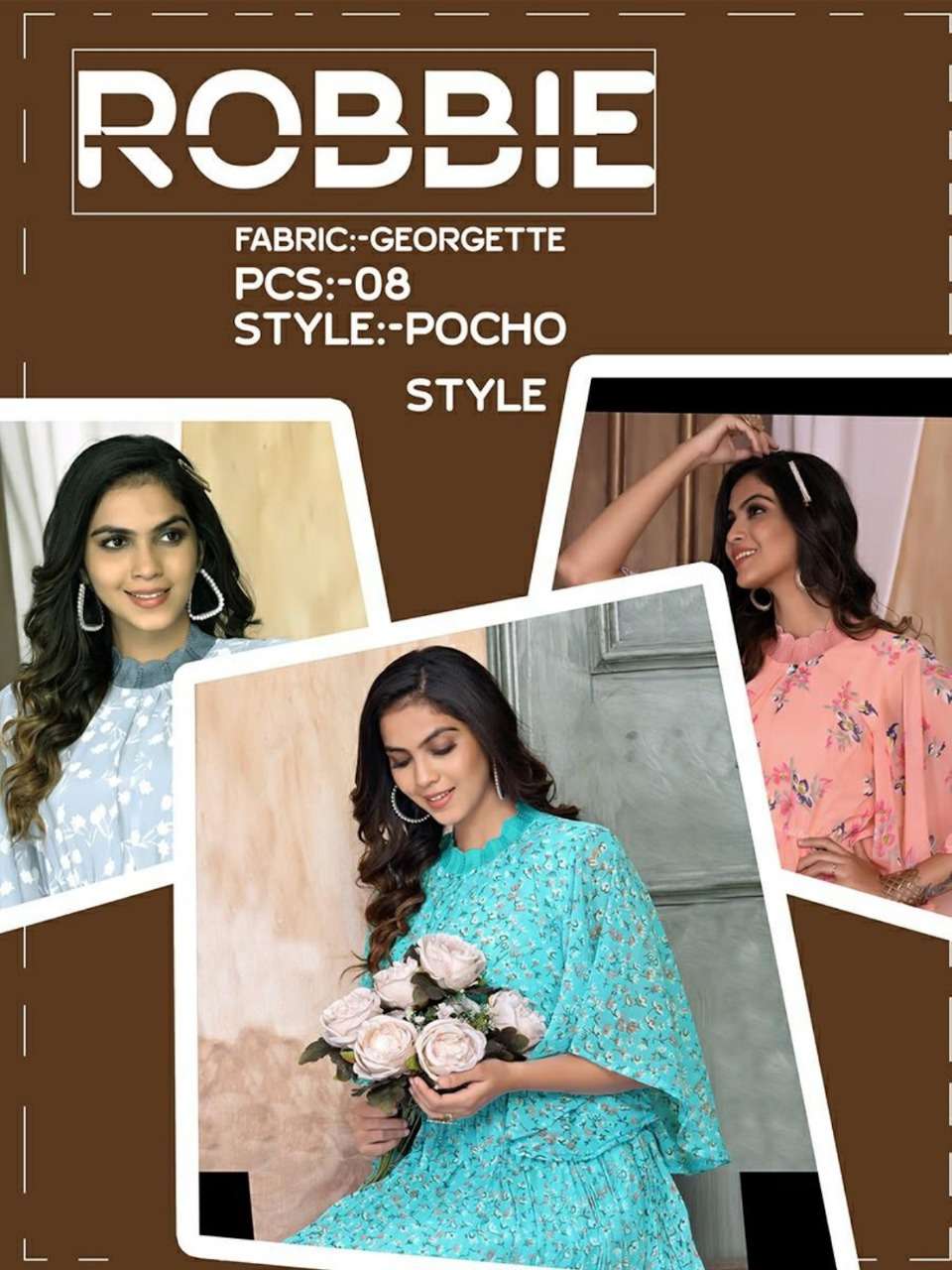 ROBBIE BY ASLIWHOLESALE 401 TO 408 SERIES GEORGETTE PRINT KURTIS