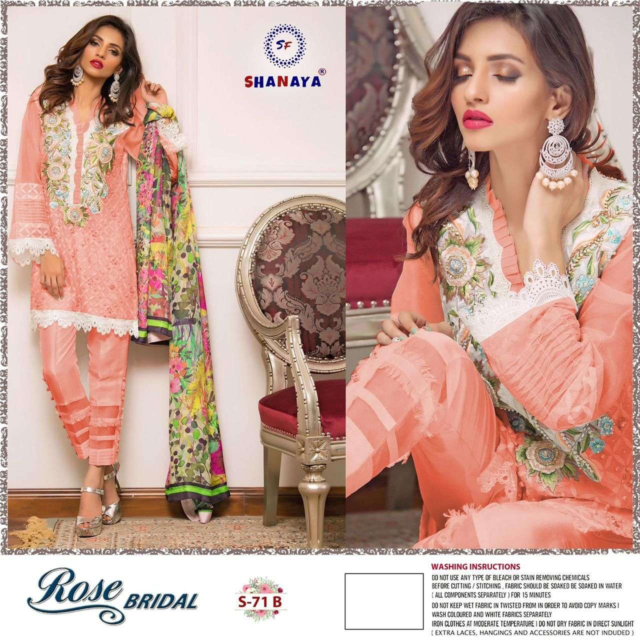 ROSE BRIDAL S-71 B BY SHANAYA FASHION COTTON EMBROIDERY PAKISTANI DRESS