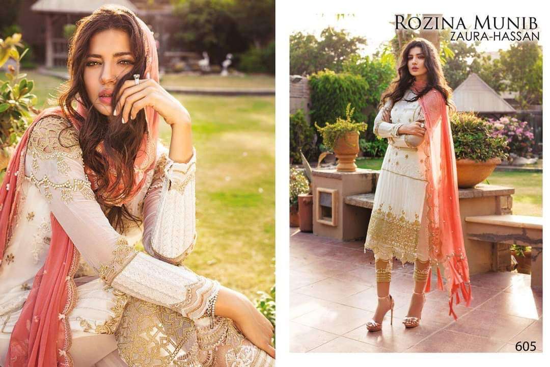 ROZINA MUBIN BY ASLIWHOLESALE FAUX GEORGETTE WORK PAKISTANI DRESS