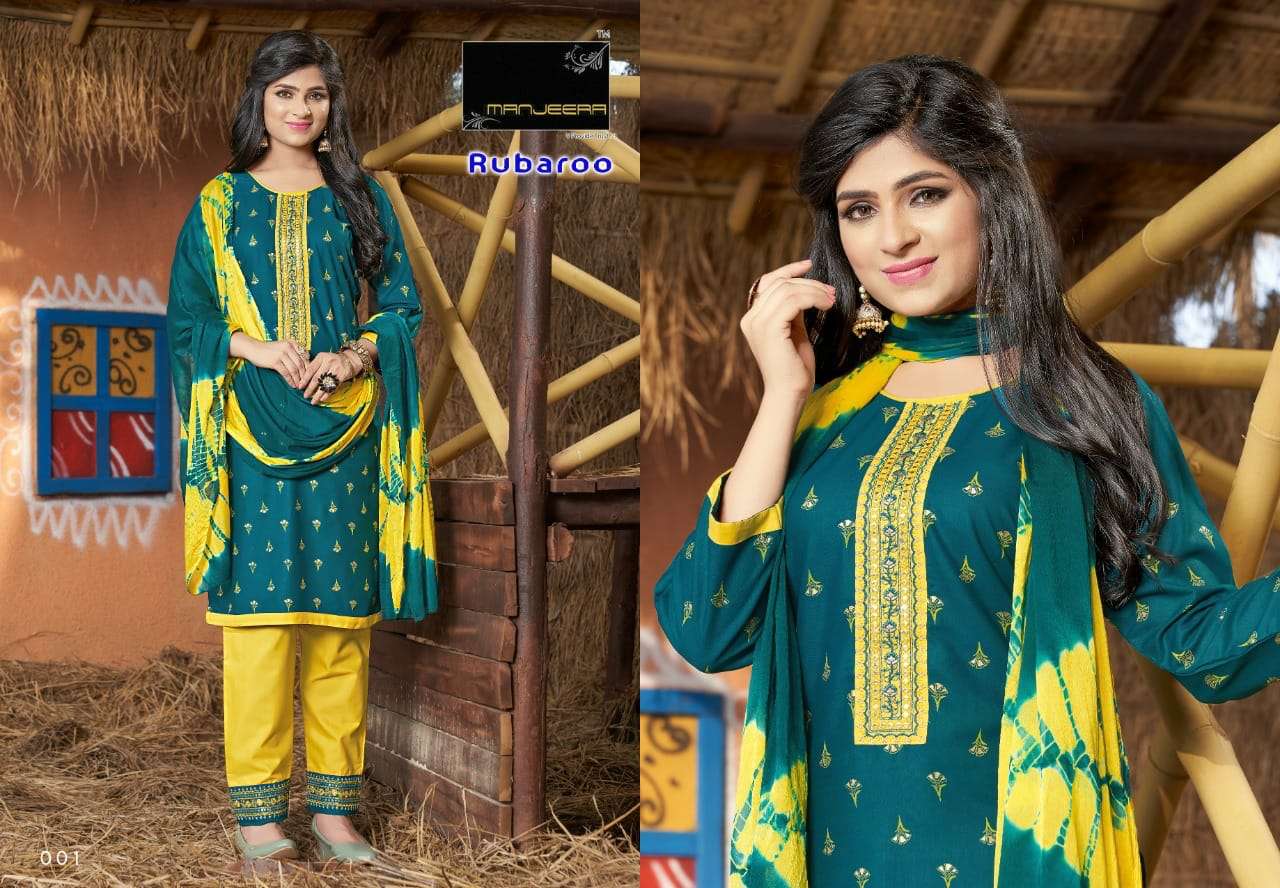 RUBAROO BY MANJEERA 01 TO 08 SERIES RAYON STITCHED DRESSES