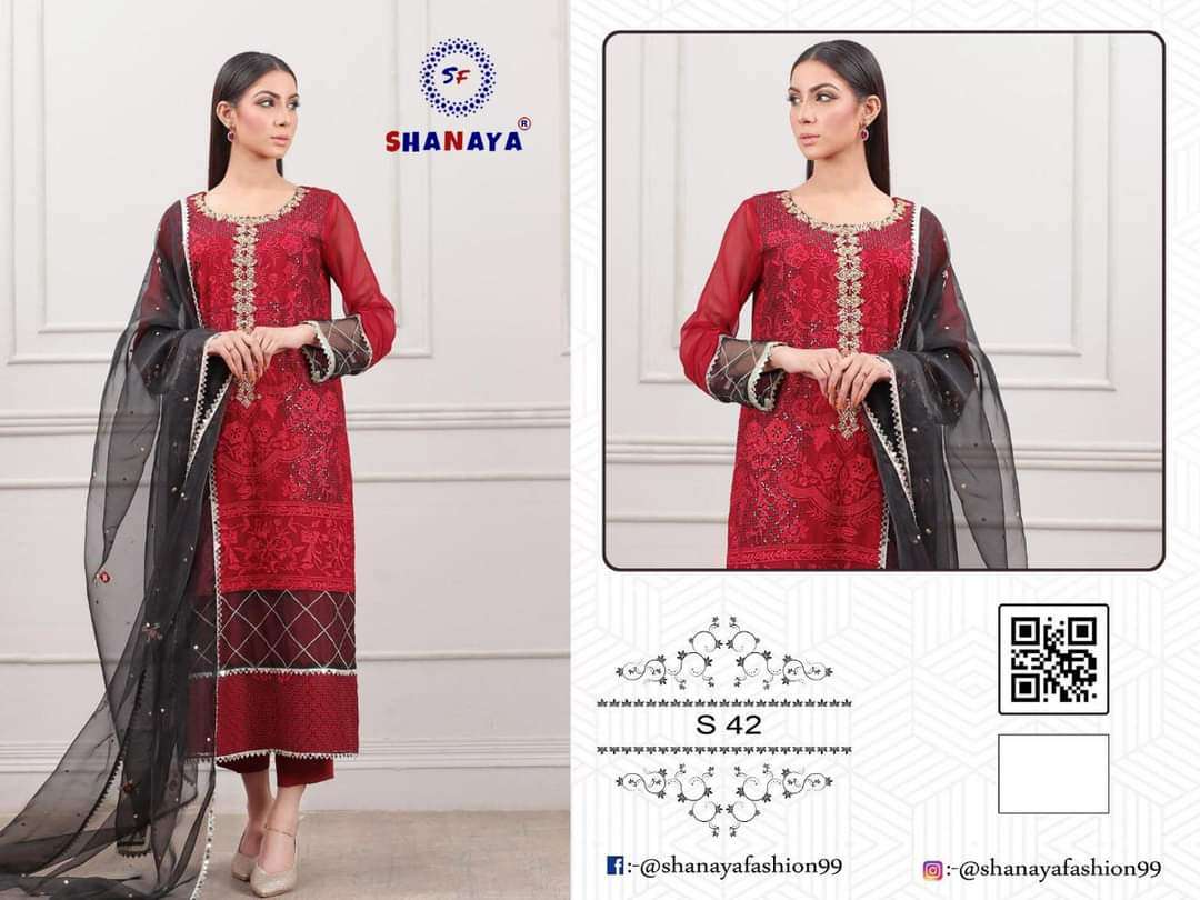 S-42 HIT DESIGN BY SHANAYA FASHION GEORGETTE EMBROIDERY PAKISTANI DRESS