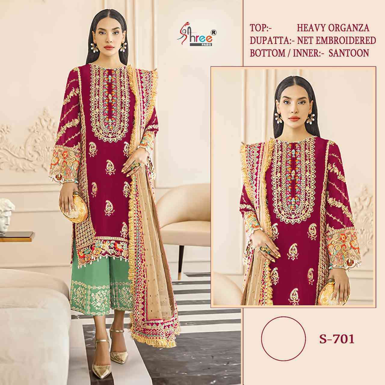 S-701 COLOURS BY SHREE FABS S-701 A TO S-701 C SERIES ORGANZA PAKISTANI DRESSES