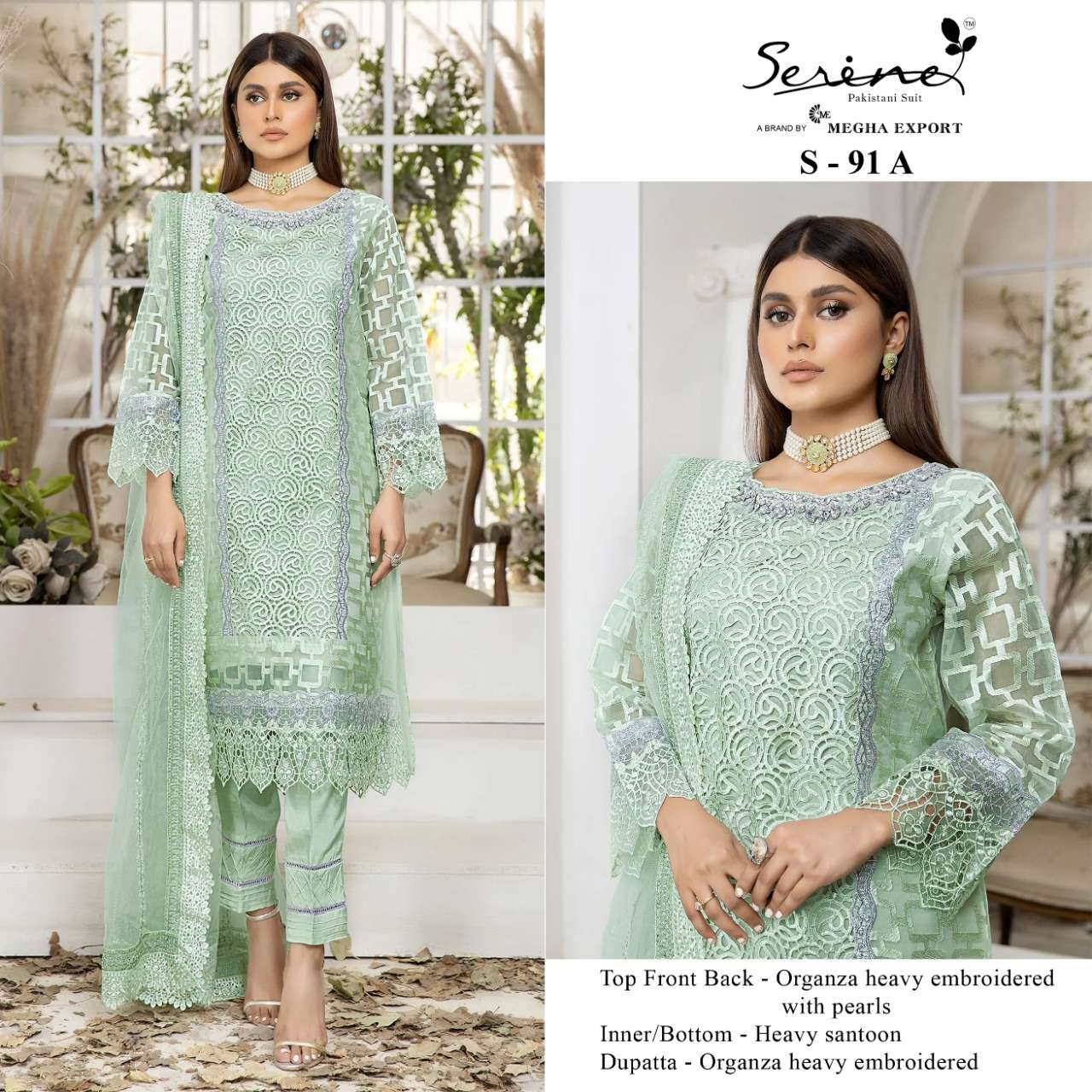 S-91 COLOURS BY SERENE S-91 A TO S-91 D SERIES ORGANZA WORK PAKISTANI DRESSES