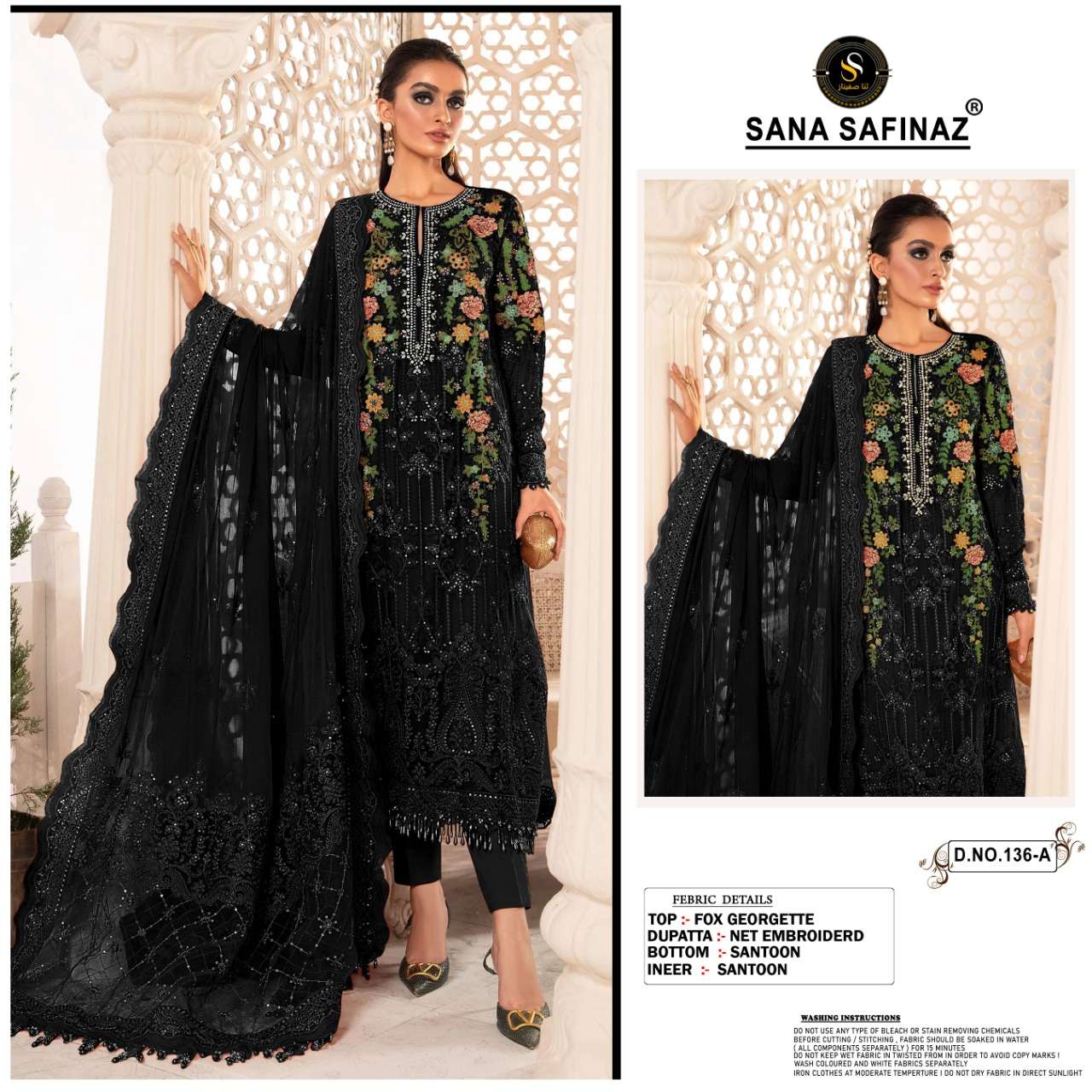 SANA SAFINAZ 136 NX BY ASLIWHOLEALE FAUX GEORGETTE WORK DRESSES