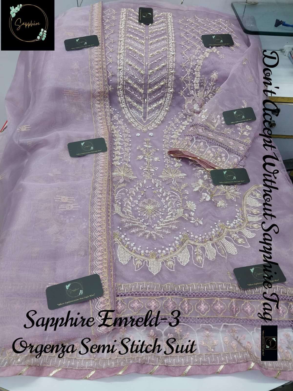 SAPPHIRE EMERALD VOL-3 BY ASLIWHOLESALE ORGANZA WORK PAKISTANI DRESS