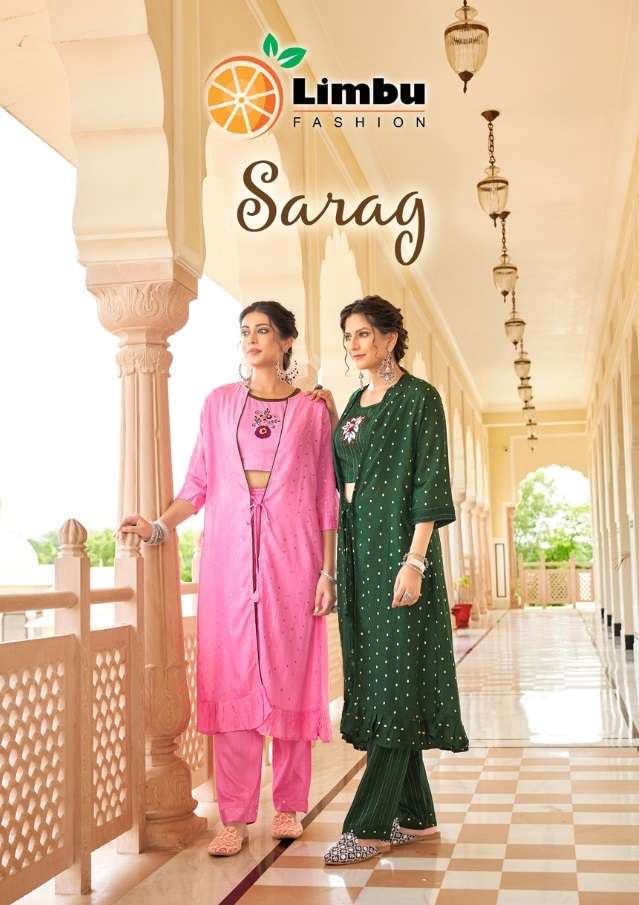 SARAG BY LIMBU FASHION 1001 TO 1005 SERIES MONO DYABLE WORK TOP PANT & KOTI