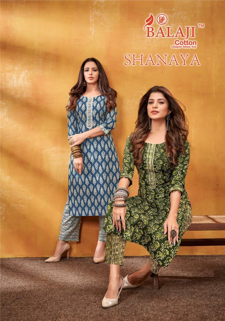 SHANAYA BY BALAJI COTTON 1001 TO 1008 SERIES COTTON PRINT KURTI & PANTS