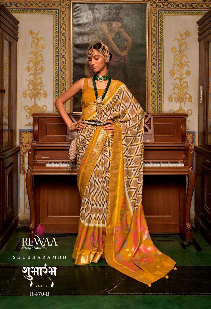 SHUBHARAMBH VOL-2 BY REWAA 469 TO 471 SERIES DESIGNER SMOOTH SILK SAREES