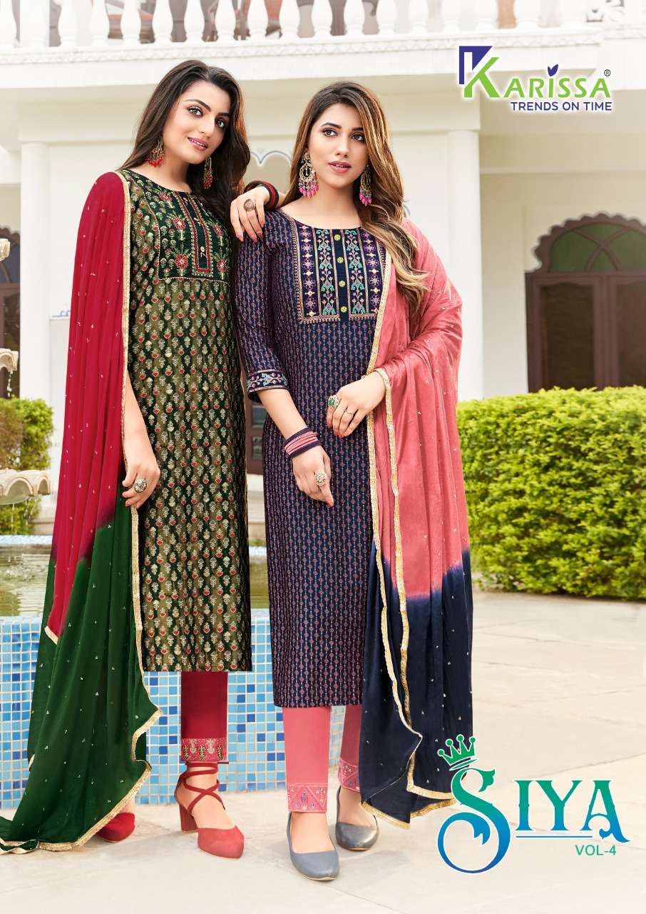 SIYA VOL-4 BY KARISSA 4001 TO 4004 SERIES MODAL SILK STITCHED DRESSES