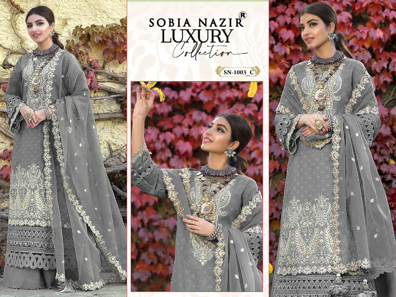 SOBIA NAZRI SN-1003 C BY ASLIWHOLESALE FAUX GEORGETTE PAKISTANI DRESS