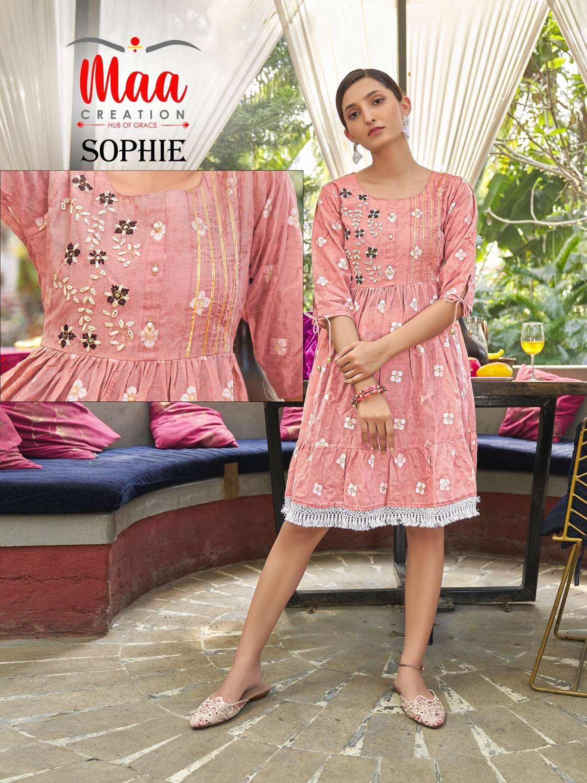 SOPHIE BY MAA CREATION COTTON JACQUARD WORK KURTI