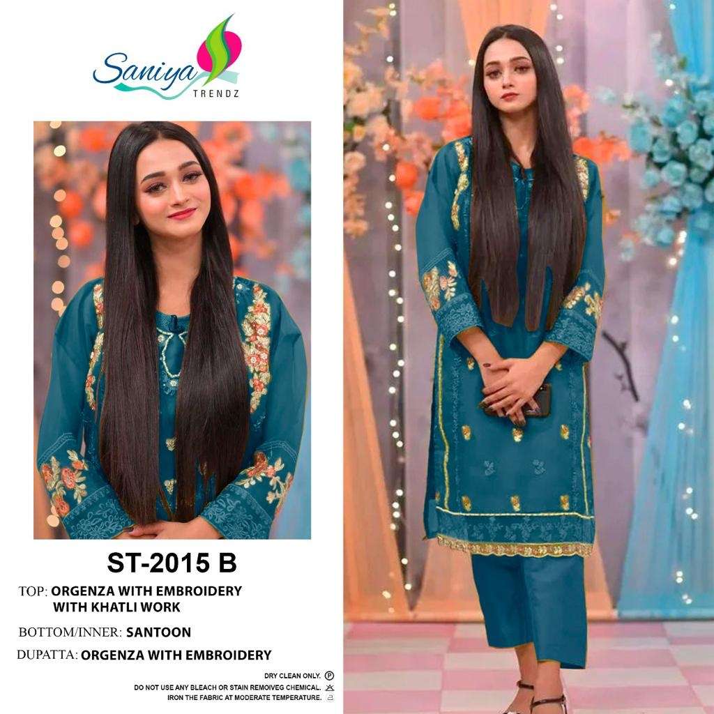 ST-2015 COLOURS BY SANIYA TRENDZ 2015-A TO 2015-C SERIES ORGANZA DRESSES