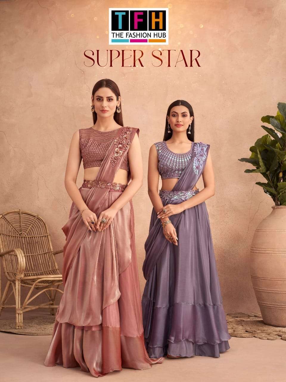 SUPER STAR BY TFH 7301 TO 7312 SERIES DESIGNER FANCY STITCHED SAREES