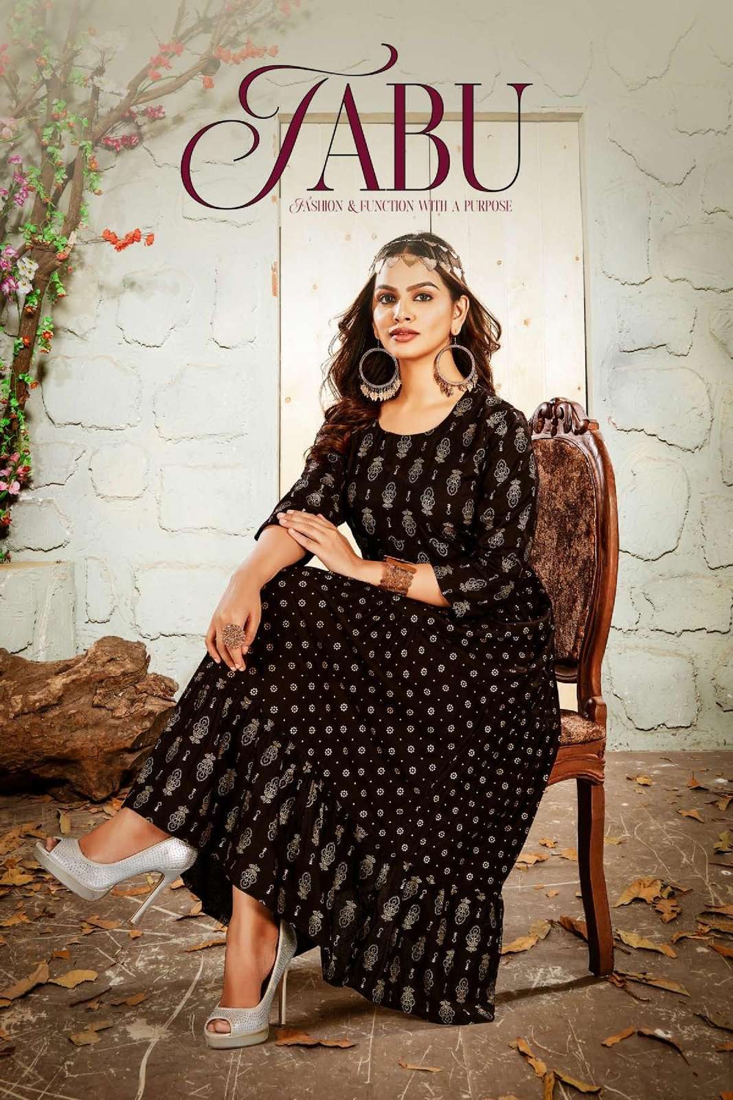 TABU BY ASLIWHOLESALE 8285-A TO 8285-F SERIES RAYON PRINT KURTIS