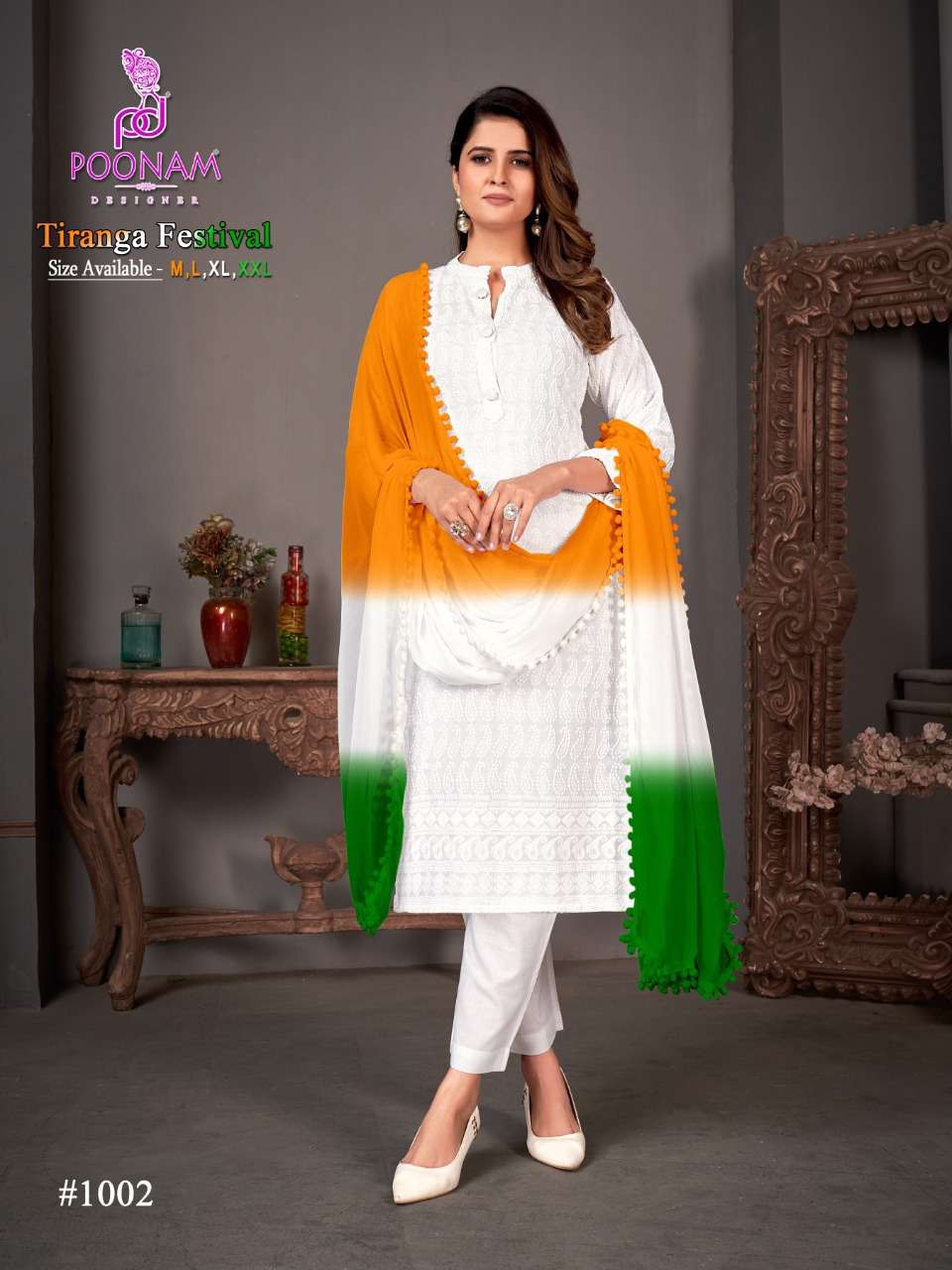 TIRANGA FESTIVAL BY POONAM DESIGNER 1001 TO 1006 SERIES RAYON STITCHED DRESSES