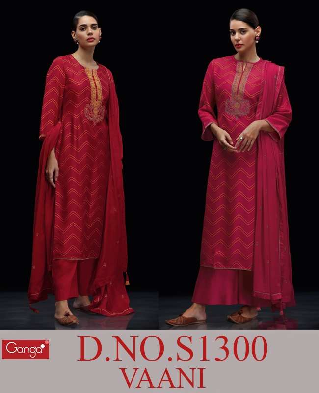 VAANI BY GANGA FASHION 1300-A TO 1300-B SERIES SILK EMBROIDERY DRESSES