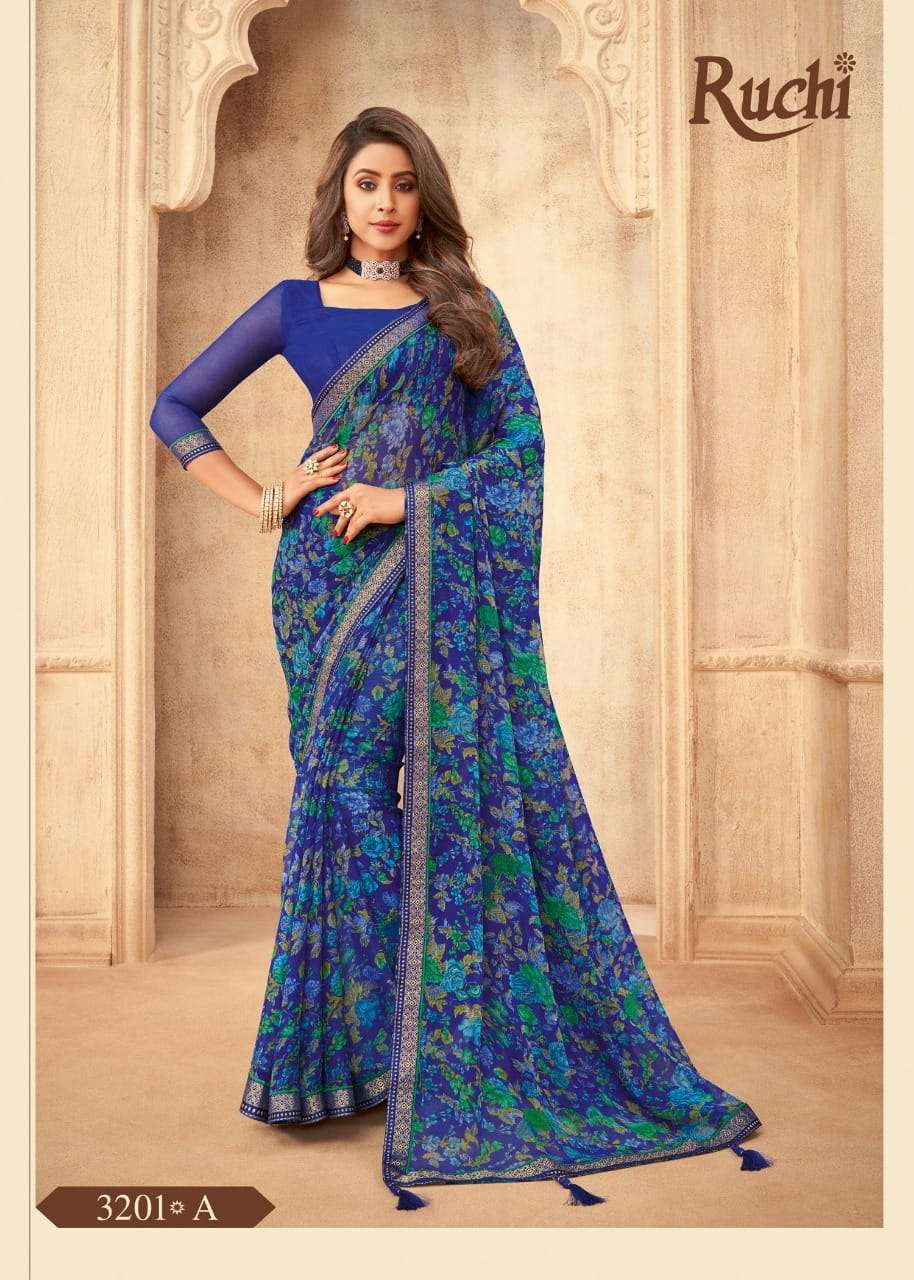 VAANI BY RUCHI SAREES 3201-A TO 3202-B SERIES CHIFFON PRINT SAREES