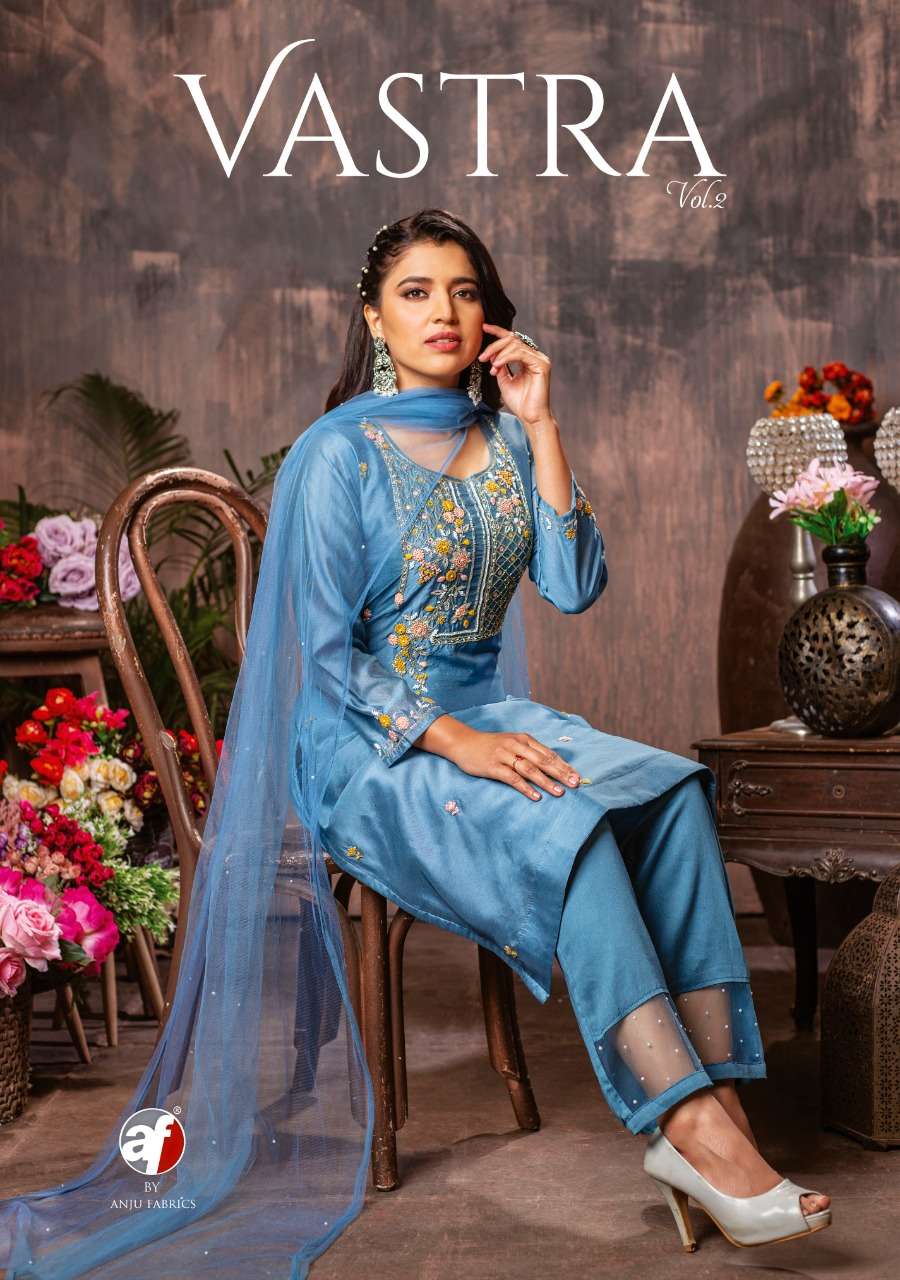 VASTRA VOL-2 BY ANJU FABRICS 2781 TO 2786 SERIES CHANDERI SILK STITCHED DRESSES