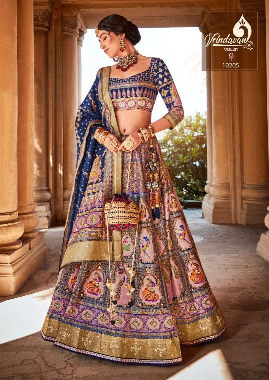 VRINDAVAN VOL-31 BY VRINDAVAN 10202 TO 10215 SERIES SILK WORK LEHENGAS