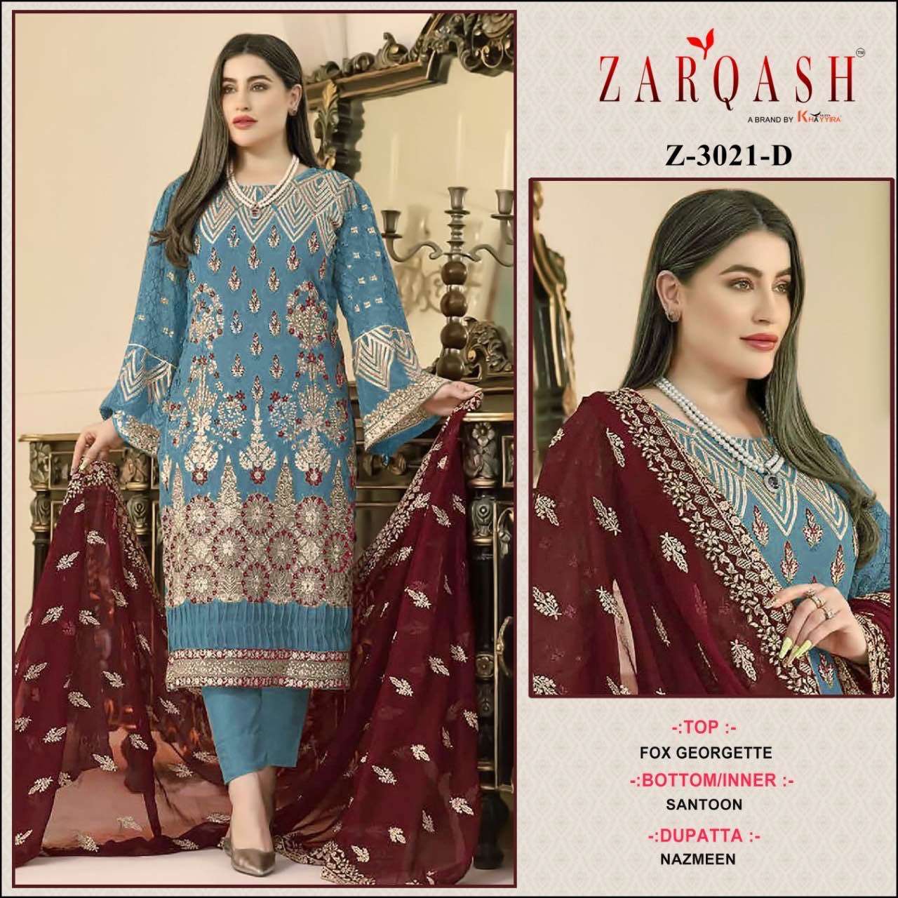 Z-3021 COLOURS BY ZARQASH 3021-A TO 3021-D SERIES FAUX GEORGETTE DRESSES