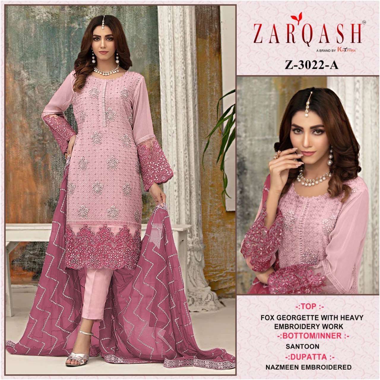 Z-3022 COLOURS BY ZARQASH 3022-A TO 3022-D SERIES GEORGETTE DRESSES