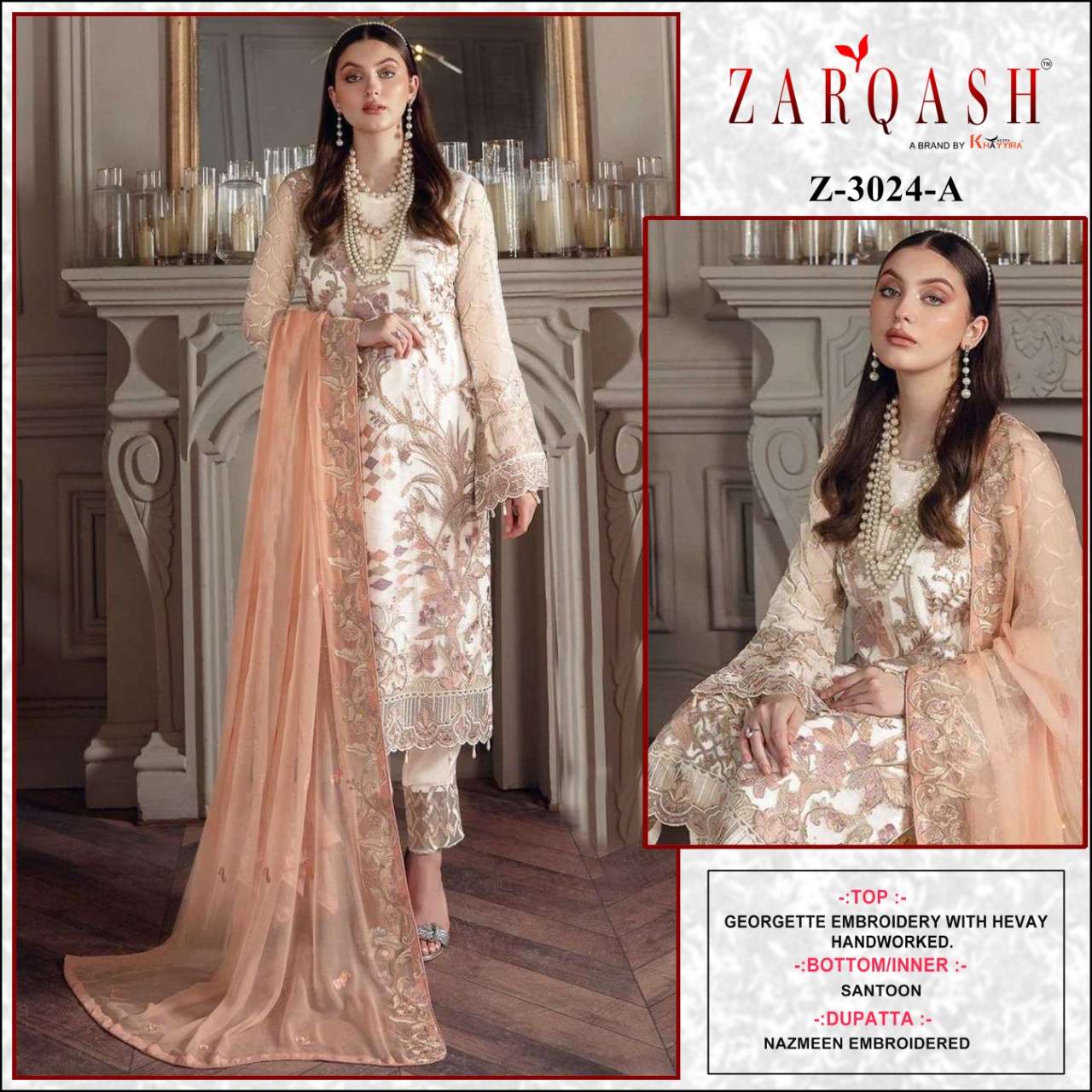 Z-3024 COLOURS BY ZARQASH 3024-A TO 3024-D SERIES GEORGETTE WORK DRESSES