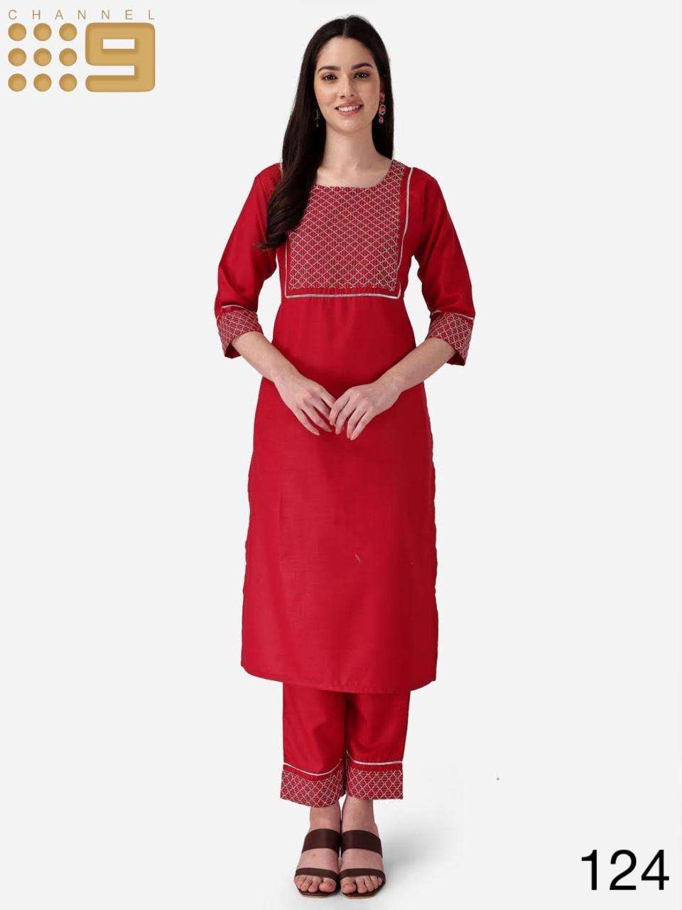 121 TO 125 SERIES BY CHANNEL 9 DESIGNER COTTON BLEND KURTIS WITH PANT