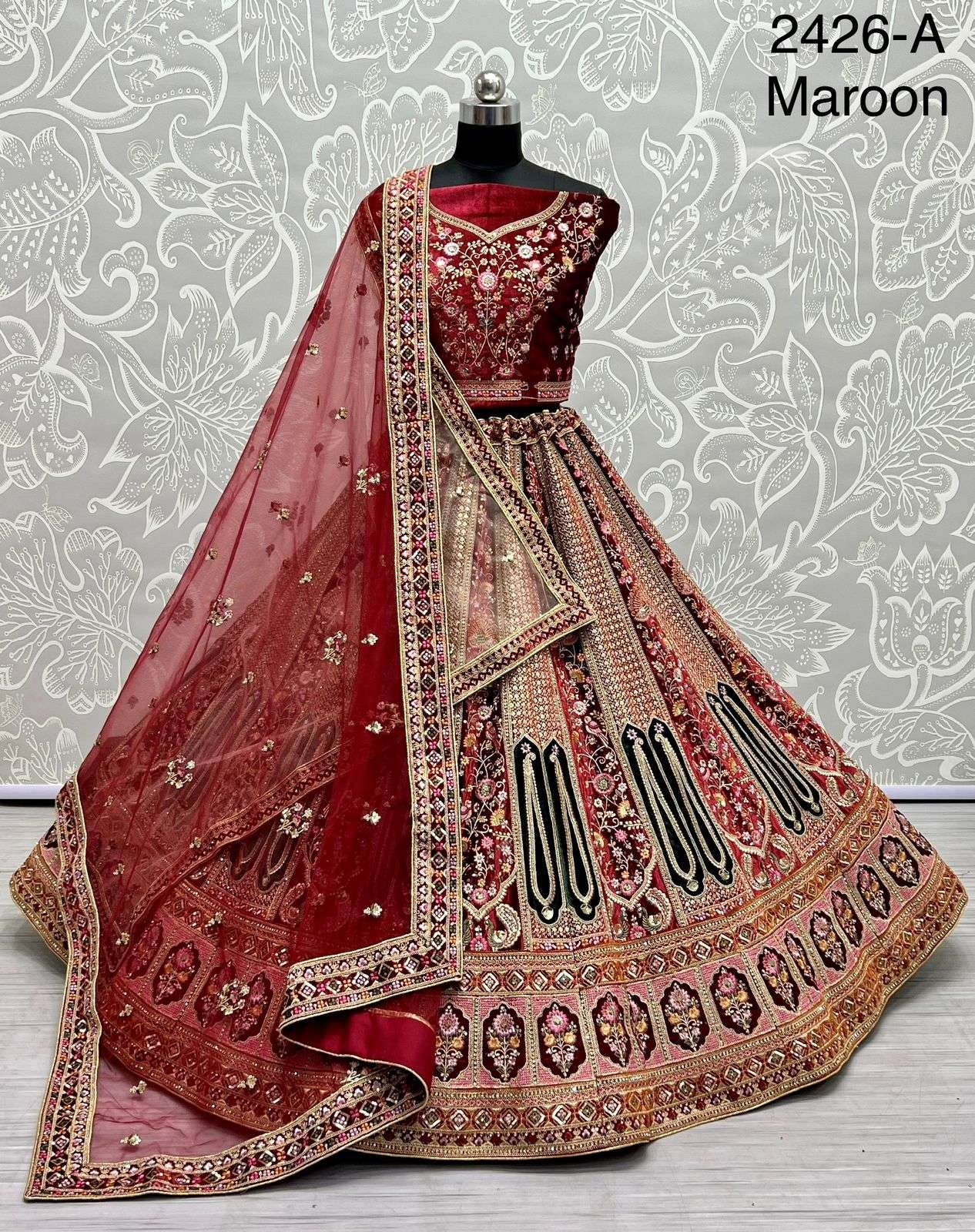 A-2426 COLOURS BY ASLIWHOLESALE BRIDAL HEAVY LEHENGAS