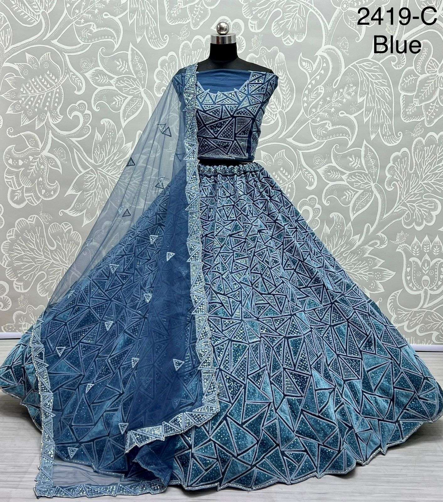 A2419 COLOURS BY ASLIWHOLESALE BRIDAL NET HEAVY WORK BRIDAL LEHENGAS