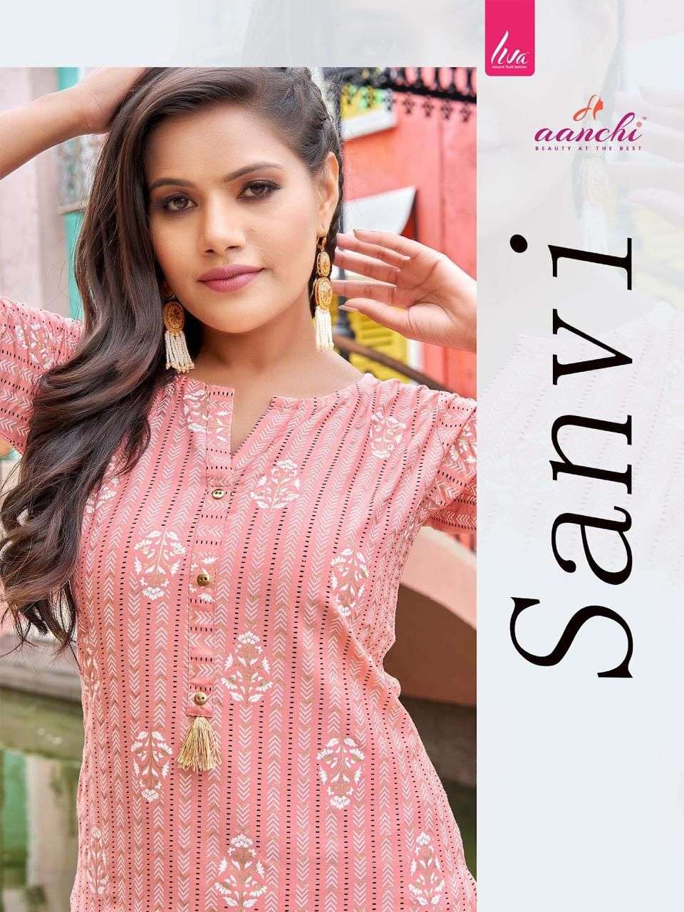 AANCHI SANVI BY ASLIWHOLESALE 1001 TO 1006 SERIES LIVA RAYON KURTIS