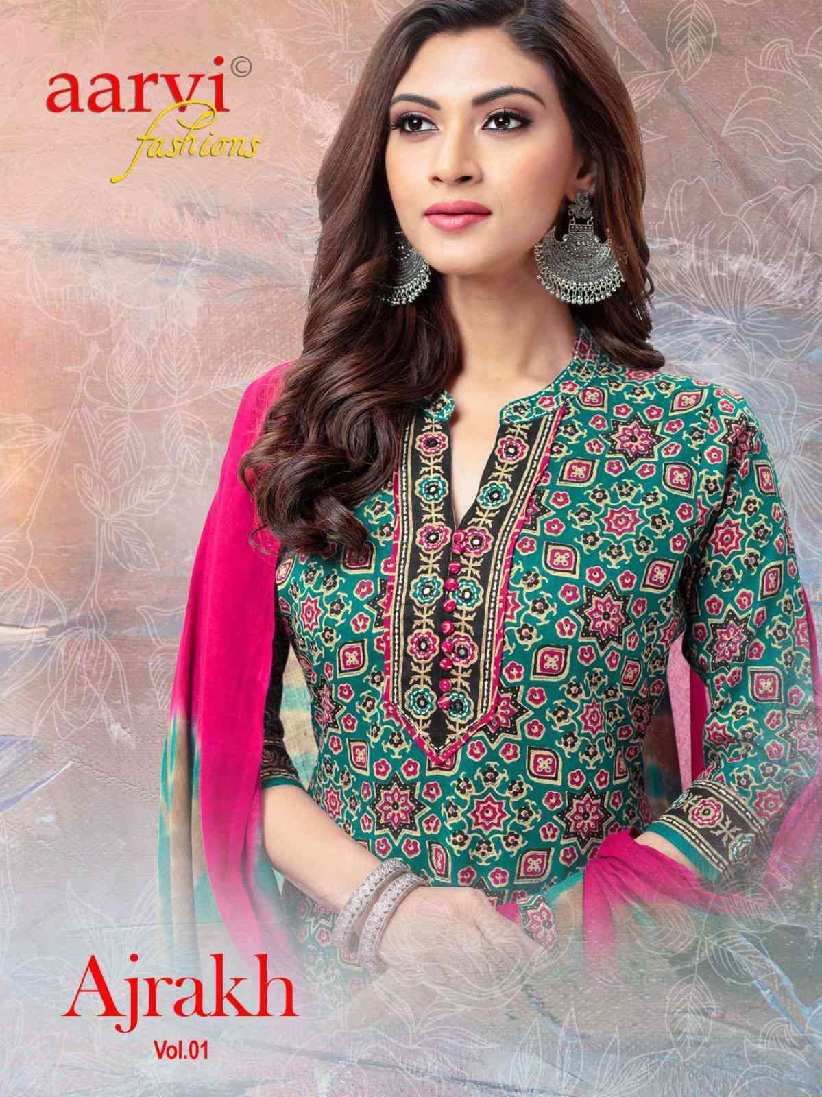  AJRAKH VOL-1 BY AARVI FASHIONS 7057 TO 7062 SERIES COTTON DRESSES