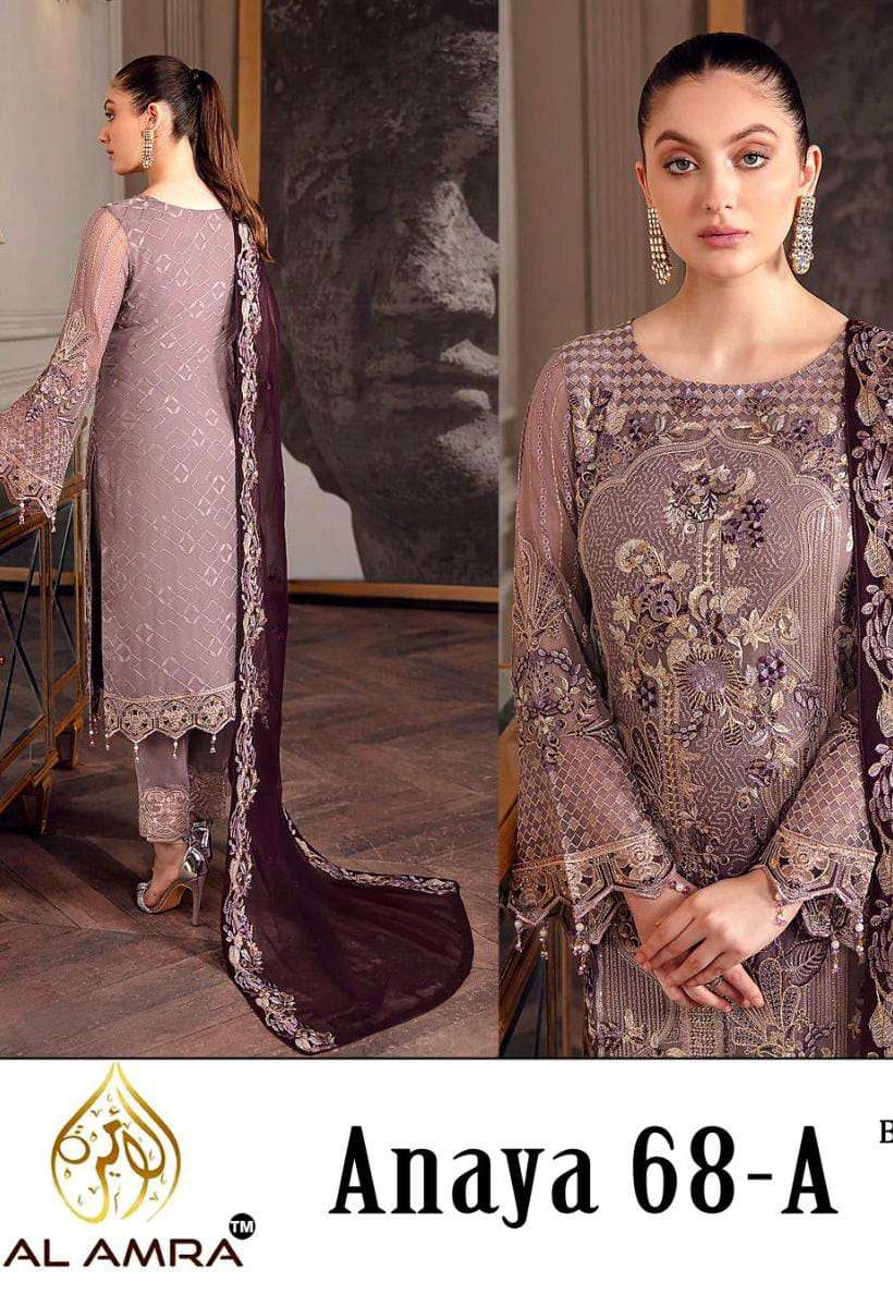 ANAYA 68 HIT DESIGN BY AL AMRA GEORGETTE EMBROIDERY PAKISTANI DRESSES