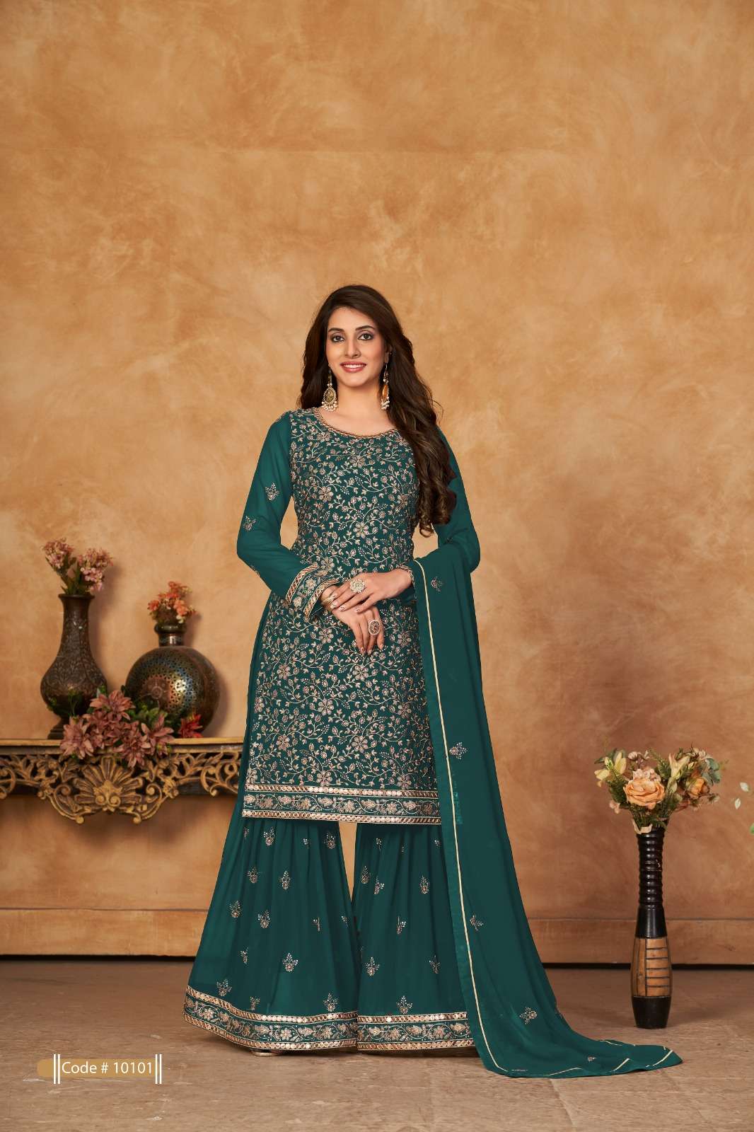 ANJUBAA VOL-10 BY TWISHA 10101 TO 10104 SERIES FAUX GEORGETTE WORK DRESSES