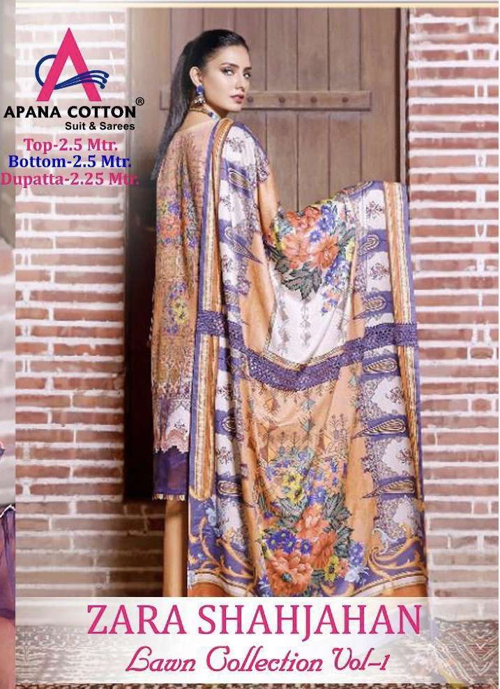 APANA COTTON ZARA SHAHJAHAN VOL-1 BY ASLIWHOLESALE 1001 TO 1004 SERIES COTTON PRINT DRESSES