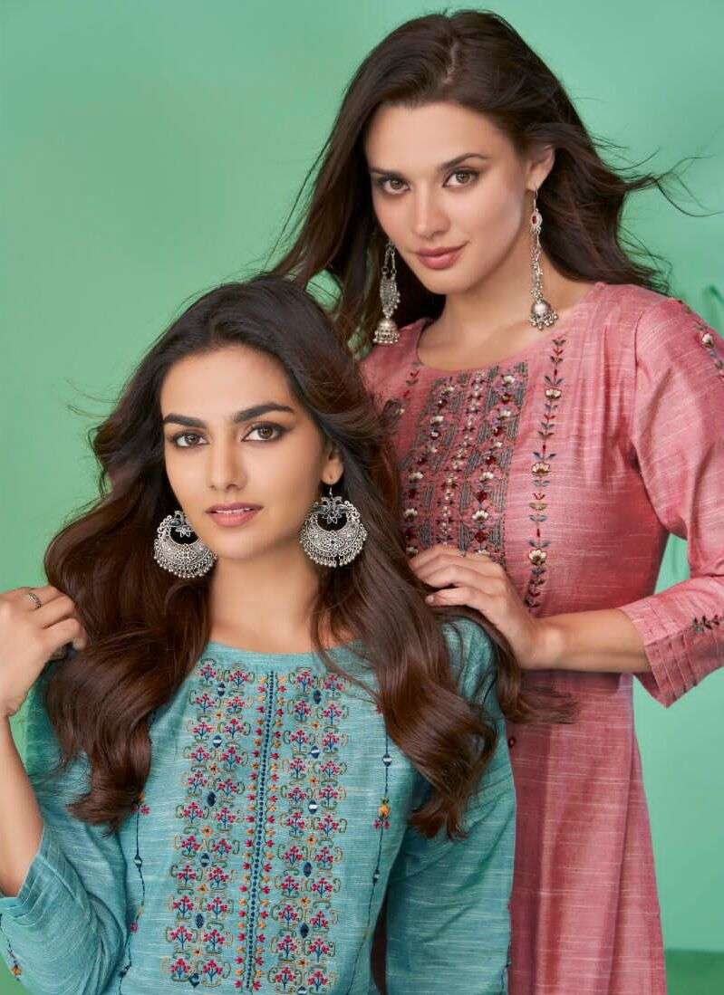 APSARA VOL-6 BY VAMIKA NX 624 TO 627 SERIES COTTON EMBROIDERY KURTIS & PANTS