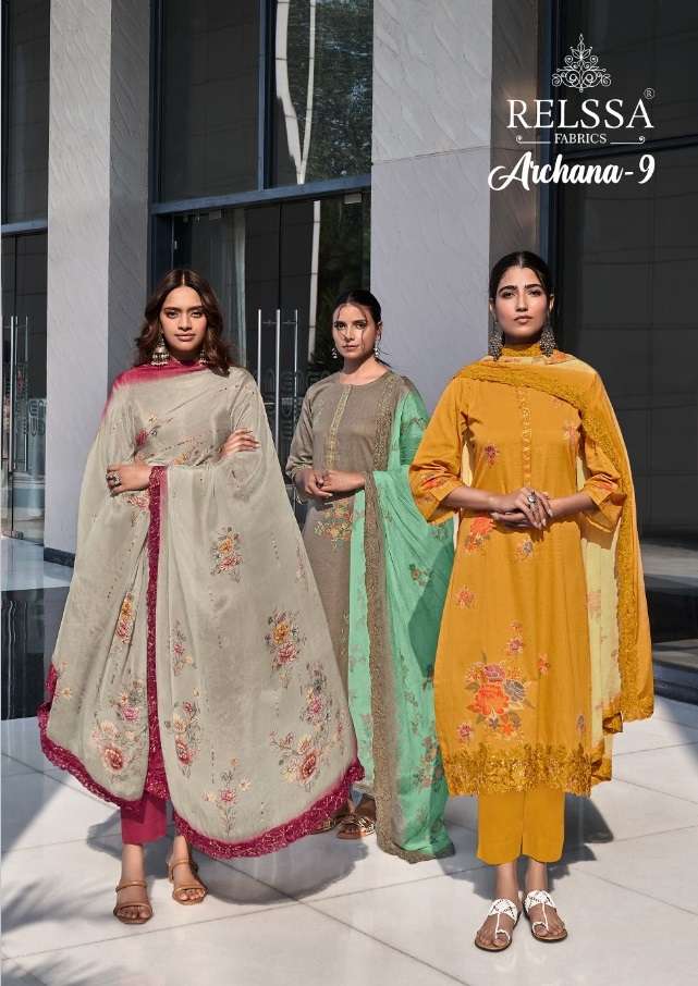 ARCHANA VOL-9 BY RELSSA 20001 TO 20006 SERIES COTTON EMBROIDERY DRESSES