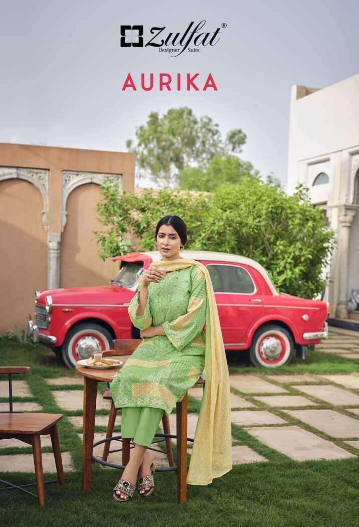 AURIKA BY ZULFAT 439-001 TO 439-010 SERIES DESIGNER COTTON DRESSES