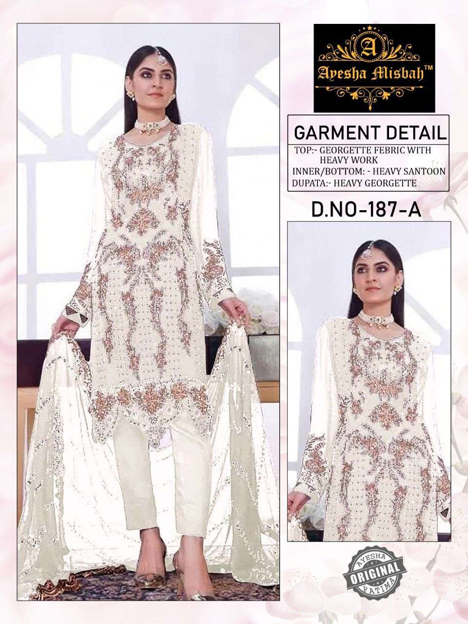 AYESHA MISBAH AF-187 A TO 187 E SERIES BY ASLIWHOLESALE GEORGETTE DRESSES