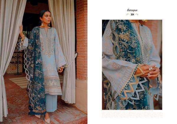 BAROQUE 304 HIT DESIGN BY ASLIWHOLESALE COTTON WORK PAKISTANI DRESS