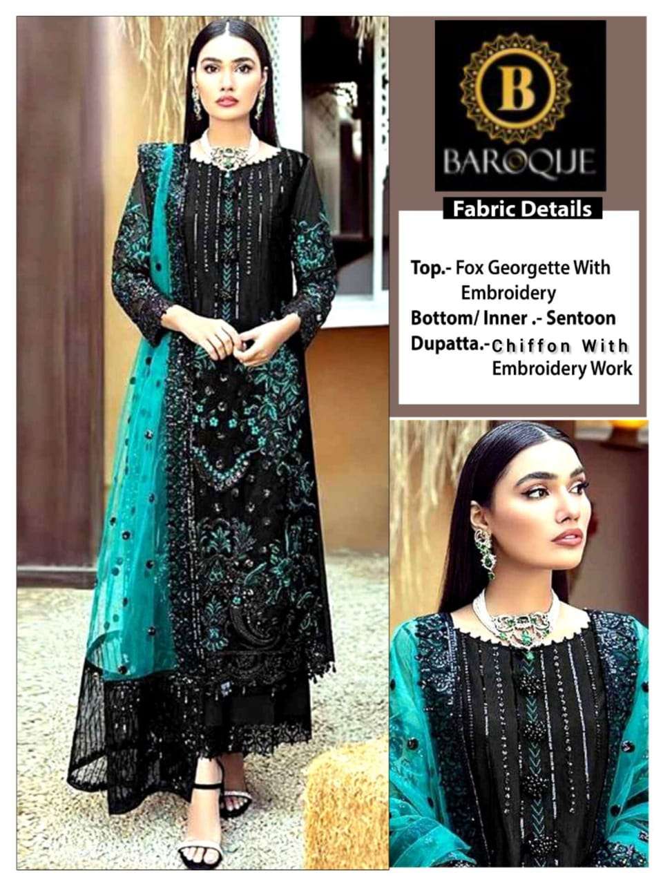 BAROQUE NOOR COLOURS BY BAROQUE GEORGETTE WORK PAKISTANI DRESSES