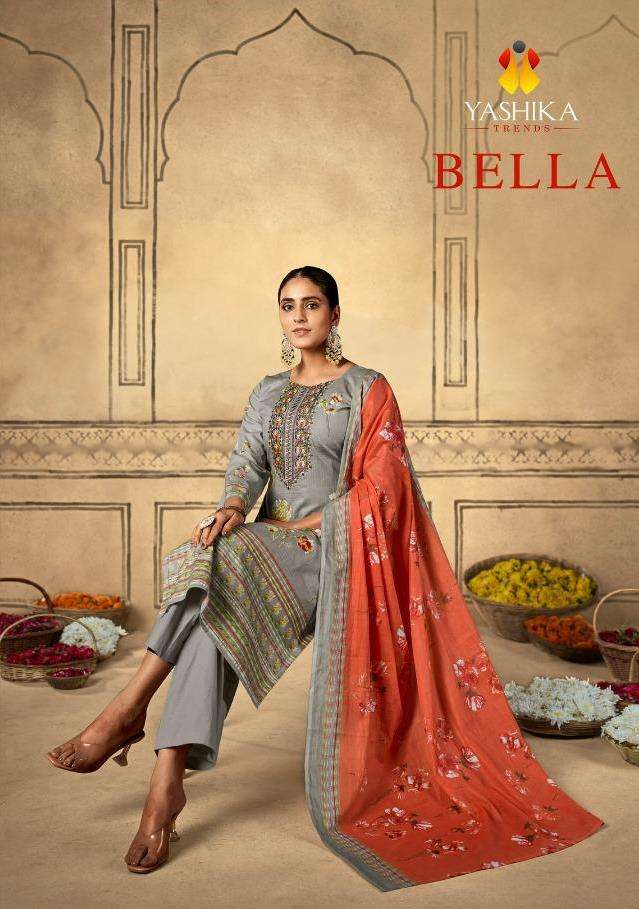 BELLA BY YASHIKA TRENDZ 1001 TO 1008 SERIES COTTON EMBROIDERY DRESSES