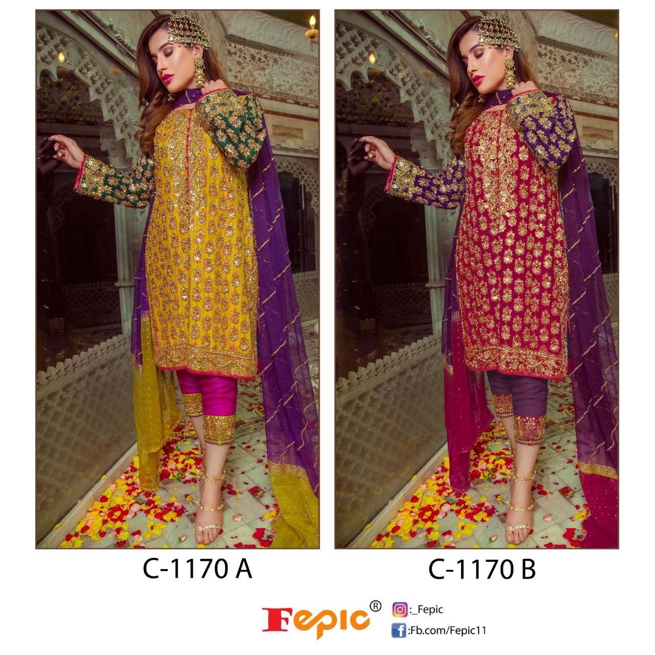 C-1170 COLOURS BY FEPIC FAUX GEORGETTE EMBROIDERY PAKISTANI DRESSES